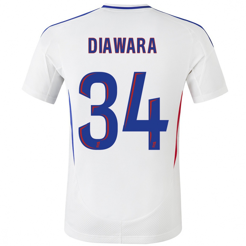 Kinder Fußball Mahamadou Diawara #34 Weiß Blau Heimtrikot Trikot 2024/25 T-Shirt Luxemburg