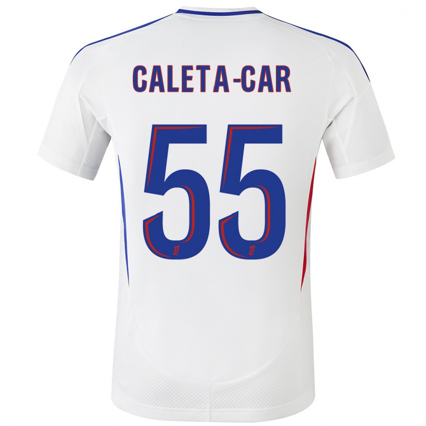 Kinder Fußball Duje Caleta-Car #55 Weiß Blau Heimtrikot Trikot 2024/25 T-Shirt Luxemburg