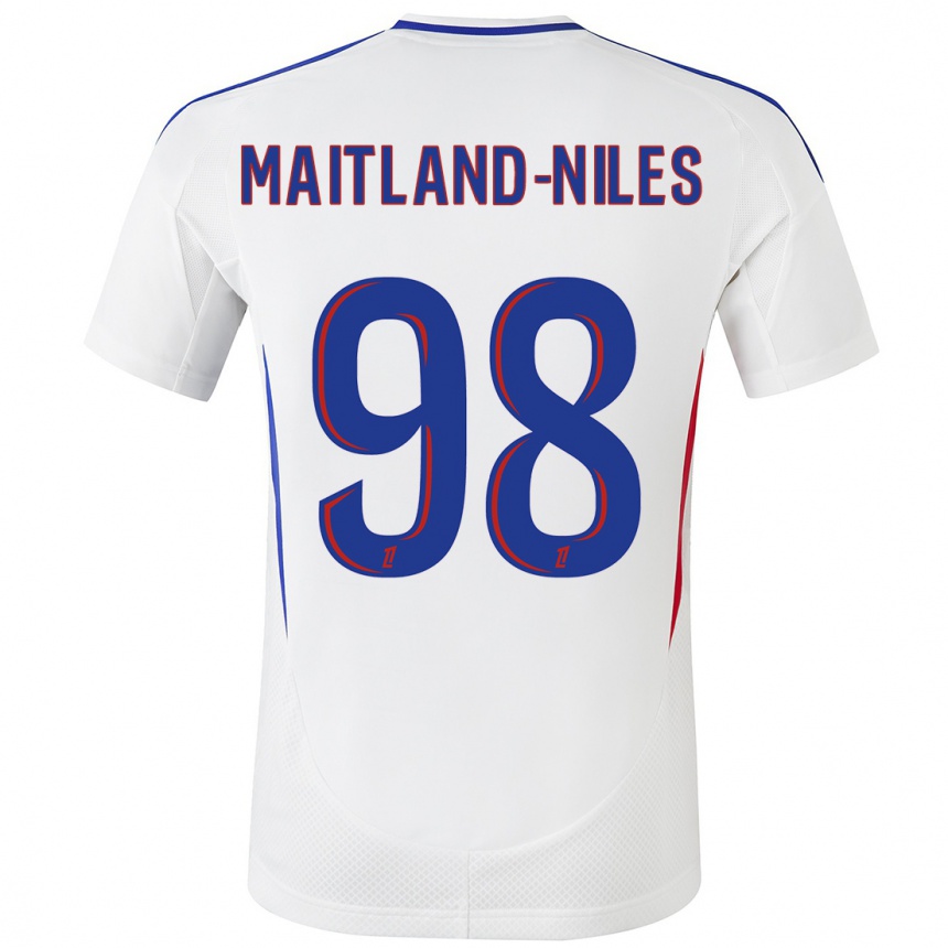 Kinder Fußball Ainsley Maitland-Niles #98 Weiß Blau Heimtrikot Trikot 2024/25 T-Shirt Luxemburg