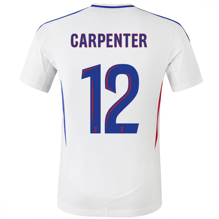 Kinder Fußball Ellie Carpenter #12 Weiß Blau Heimtrikot Trikot 2024/25 T-Shirt Luxemburg