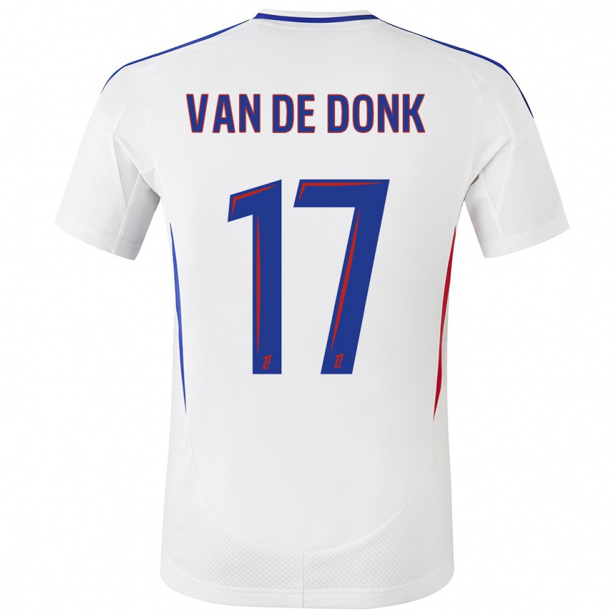 Kinder Fußball Danielle Van De Donk #17 Weiß Blau Heimtrikot Trikot 2024/25 T-Shirt Luxemburg