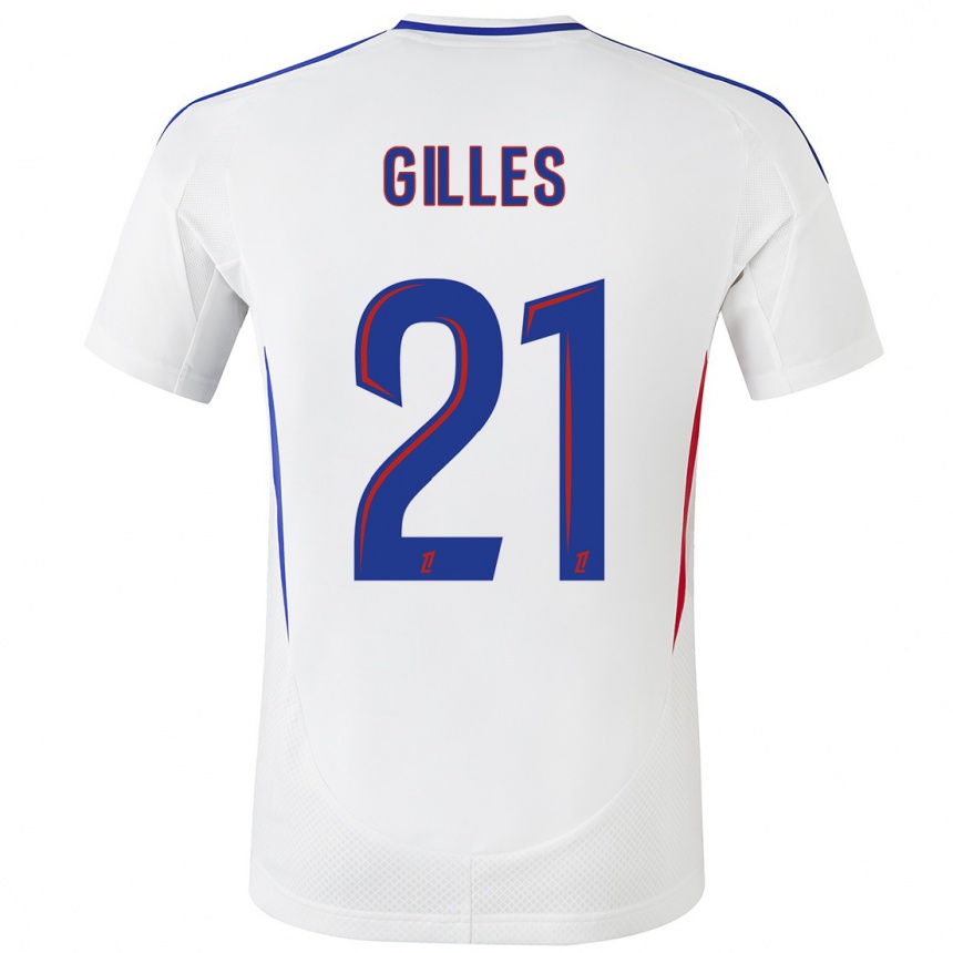 Kinder Fußball Vanessa Gilles #21 Weiß Blau Heimtrikot Trikot 2024/25 T-Shirt Luxemburg