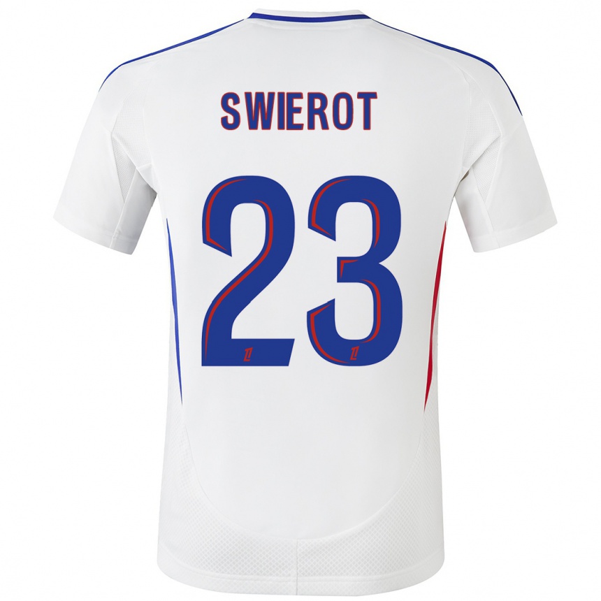 Kinder Fußball Julie Swierot #23 Weiß Blau Heimtrikot Trikot 2024/25 T-Shirt Luxemburg