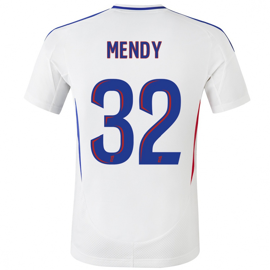 Kinder Fußball Maeline Mendy #32 Weiß Blau Heimtrikot Trikot 2024/25 T-Shirt Luxemburg