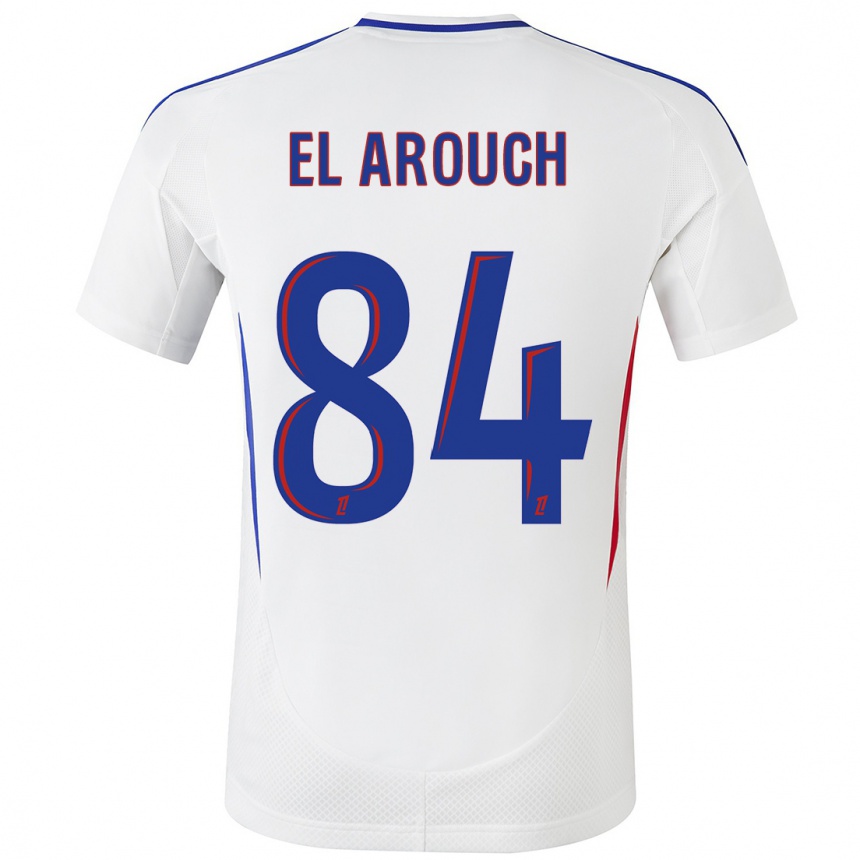 Kinder Fußball Mohamed El Arouch #84 Weiß Blau Heimtrikot Trikot 2024/25 T-Shirt Luxemburg