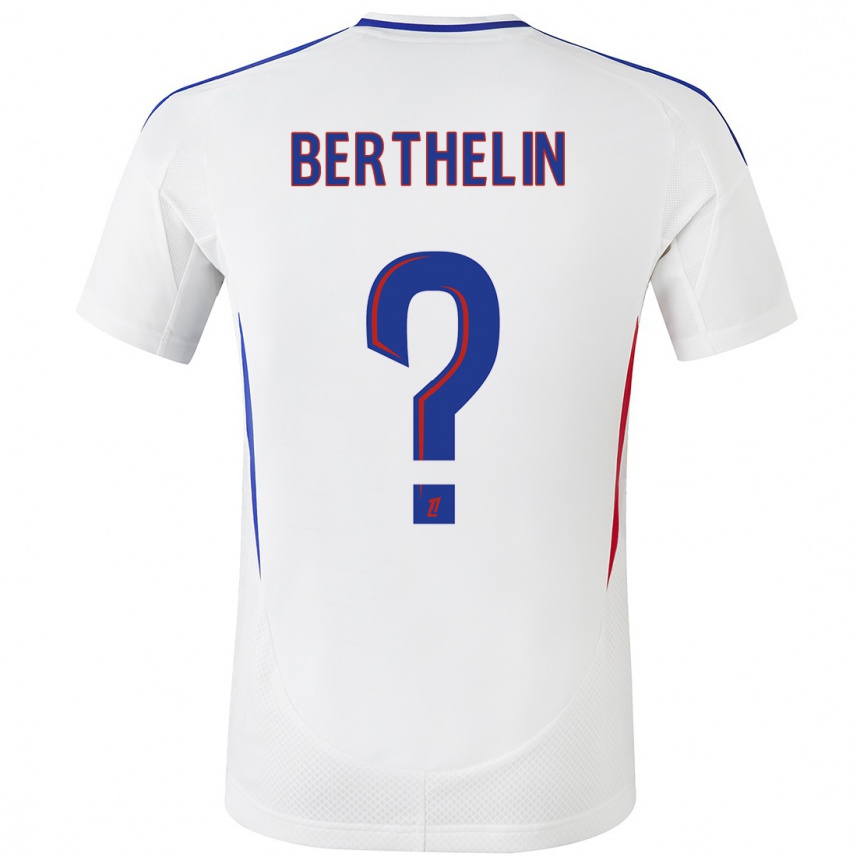 Kinder Fußball Romain Berthelin #0 Weiß Blau Heimtrikot Trikot 2024/25 T-Shirt Luxemburg