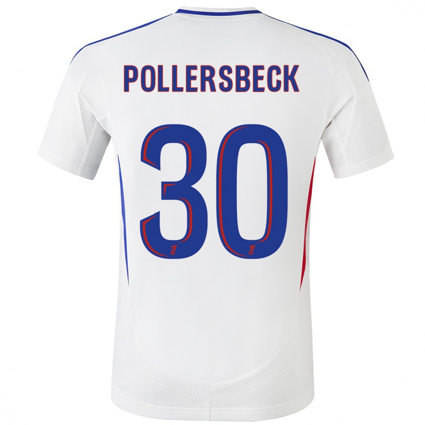 Kinder Fußball Julian Pollersbeck #30 Weiß Blau Heimtrikot Trikot 2024/25 T-Shirt Luxemburg