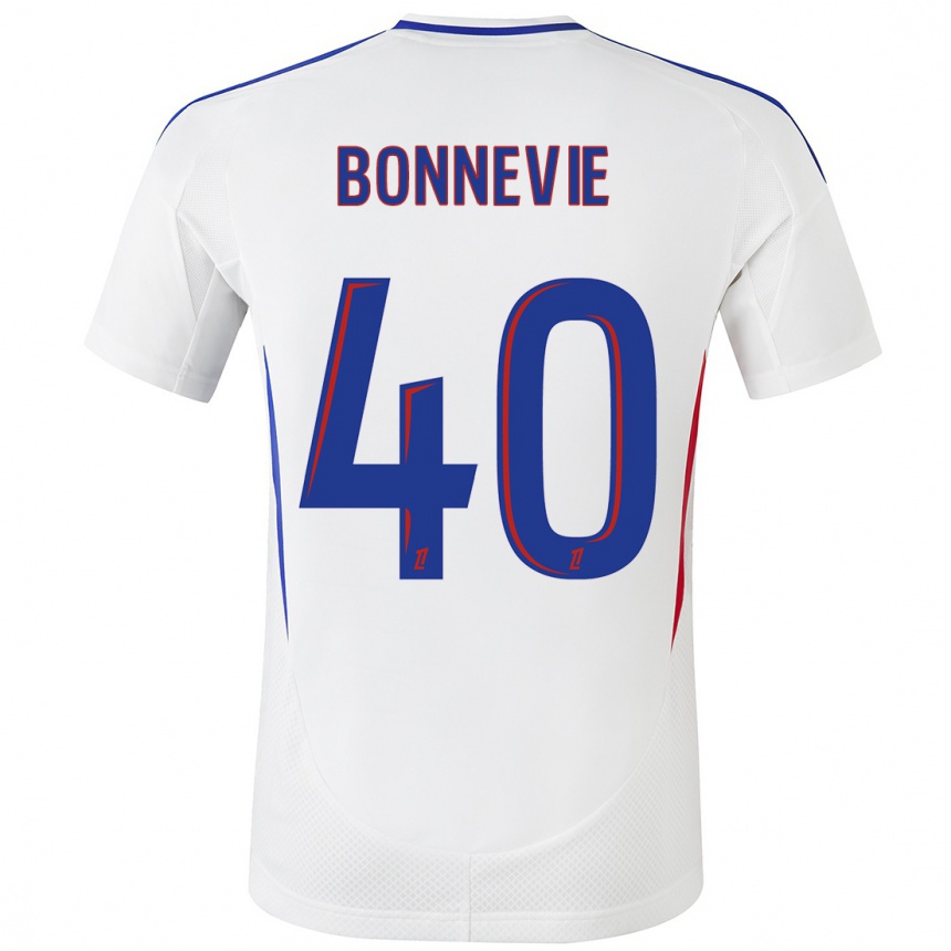 Kinder Fußball Kayne Bonnevie #40 Weiß Blau Heimtrikot Trikot 2024/25 T-Shirt Luxemburg