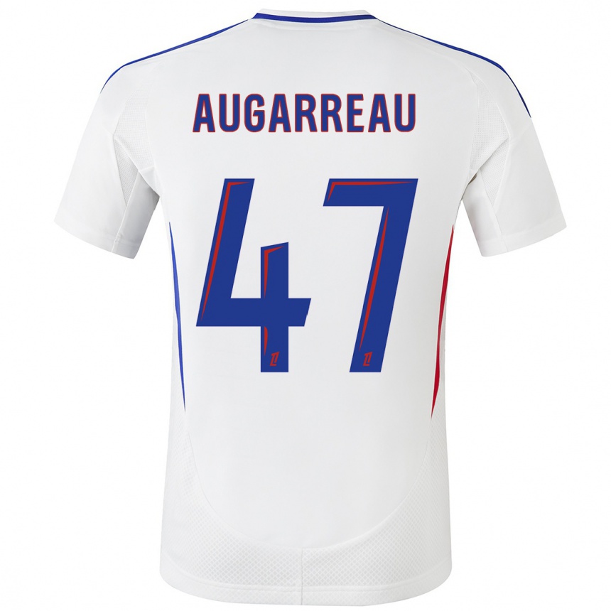 Kinder Fußball Sofiane Augarreau #47 Weiß Blau Heimtrikot Trikot 2024/25 T-Shirt Luxemburg