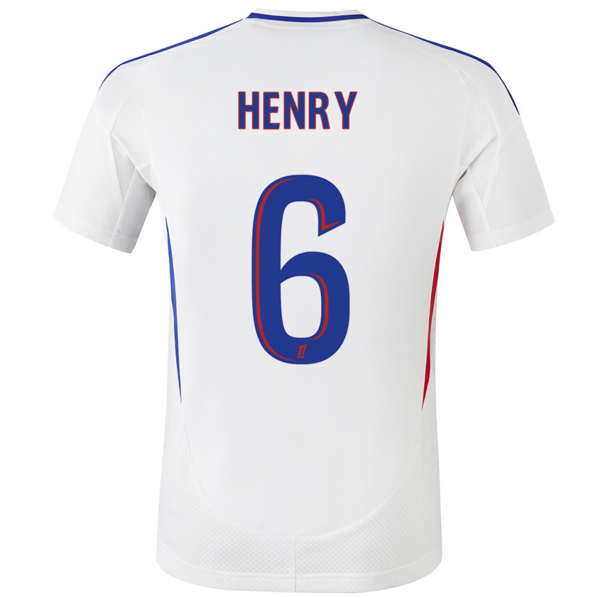 Kinder Fußball Amandine Henry #6 Weiß Blau Heimtrikot Trikot 2024/25 T-Shirt Luxemburg