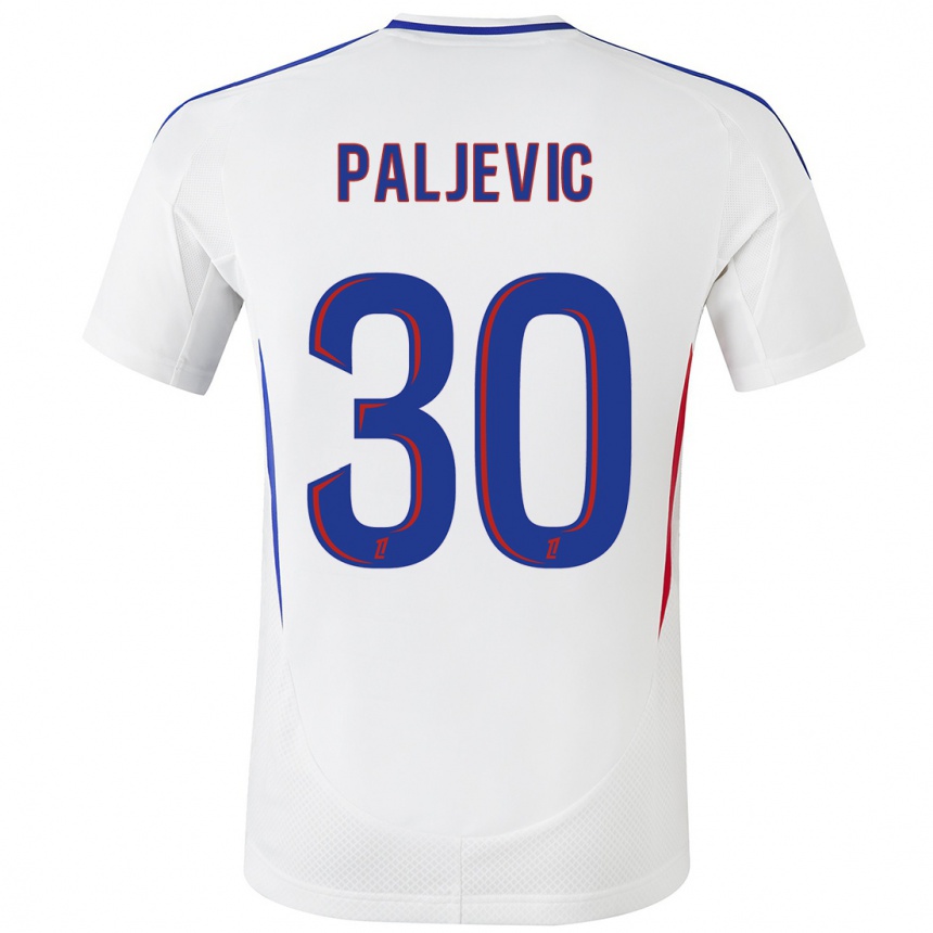 Kinder Fußball Alyssia Paljevic #30 Weiß Blau Heimtrikot Trikot 2024/25 T-Shirt Luxemburg