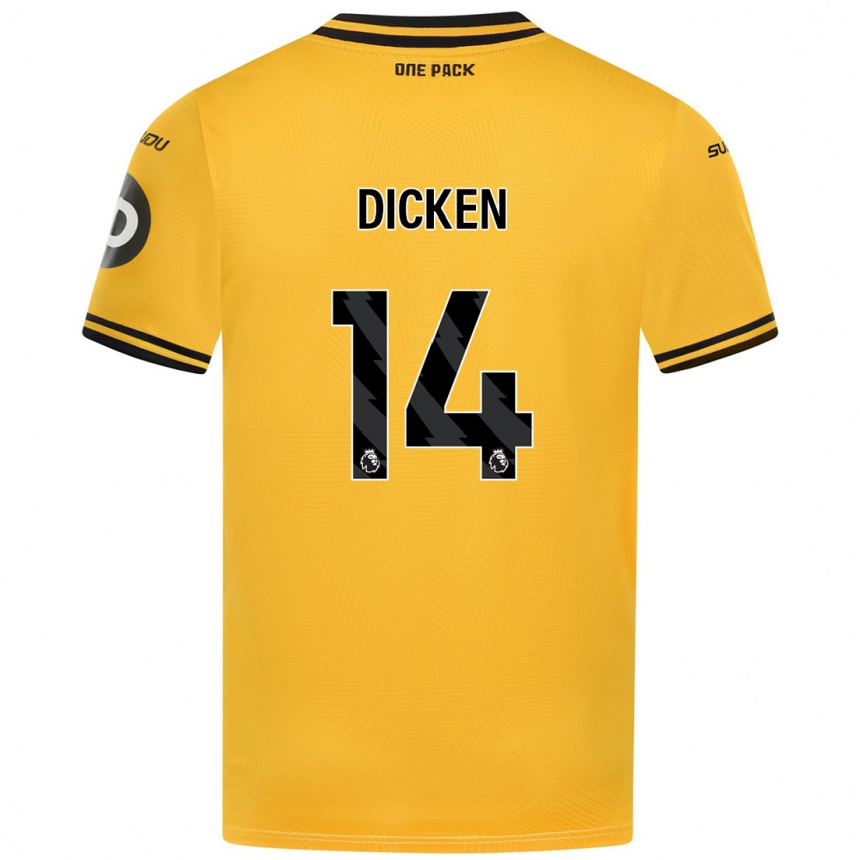 Kinder Fußball Amy Dicken #14 Gelb Heimtrikot Trikot 2024/25 T-Shirt Luxemburg