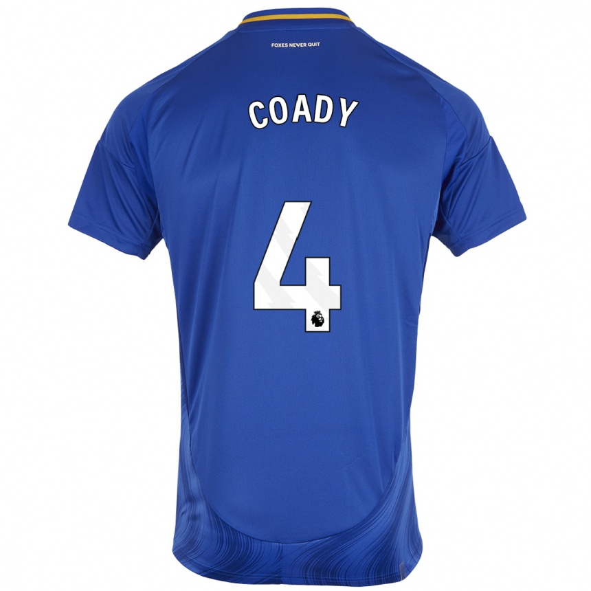 Kinder Fußball Conor Coady #4 Blau Weiß Heimtrikot Trikot 2024/25 T-Shirt Luxemburg