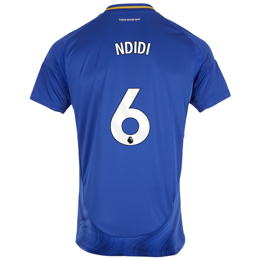 Kinder Fußball Wilfred Ndidi #6 Blau Weiß Heimtrikot Trikot 2024/25 T-Shirt Luxemburg