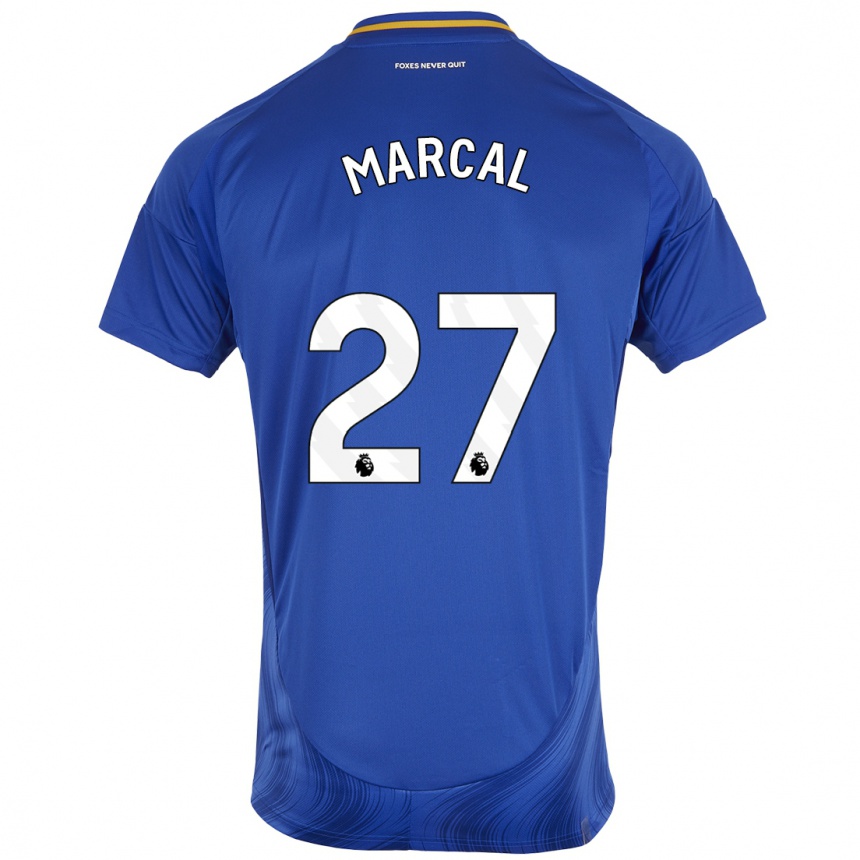 Kinder Fußball Wanya Marçal #27 Blau Weiß Heimtrikot Trikot 2024/25 T-Shirt Luxemburg