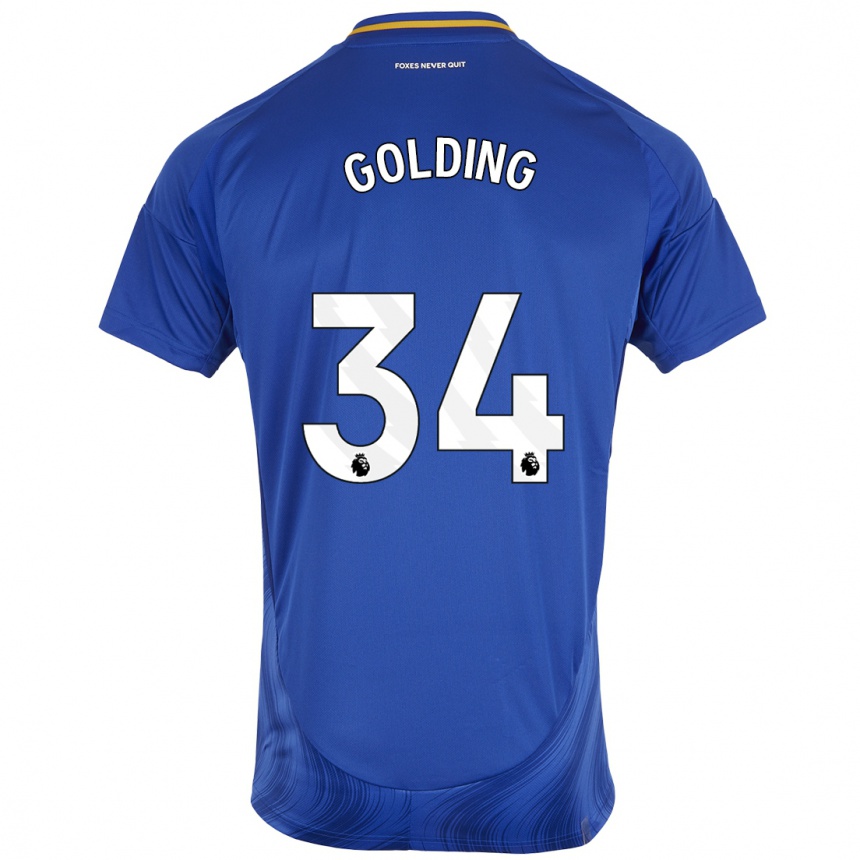 Kinder Fußball Michael Golding #34 Blau Weiß Heimtrikot Trikot 2024/25 T-Shirt Luxemburg