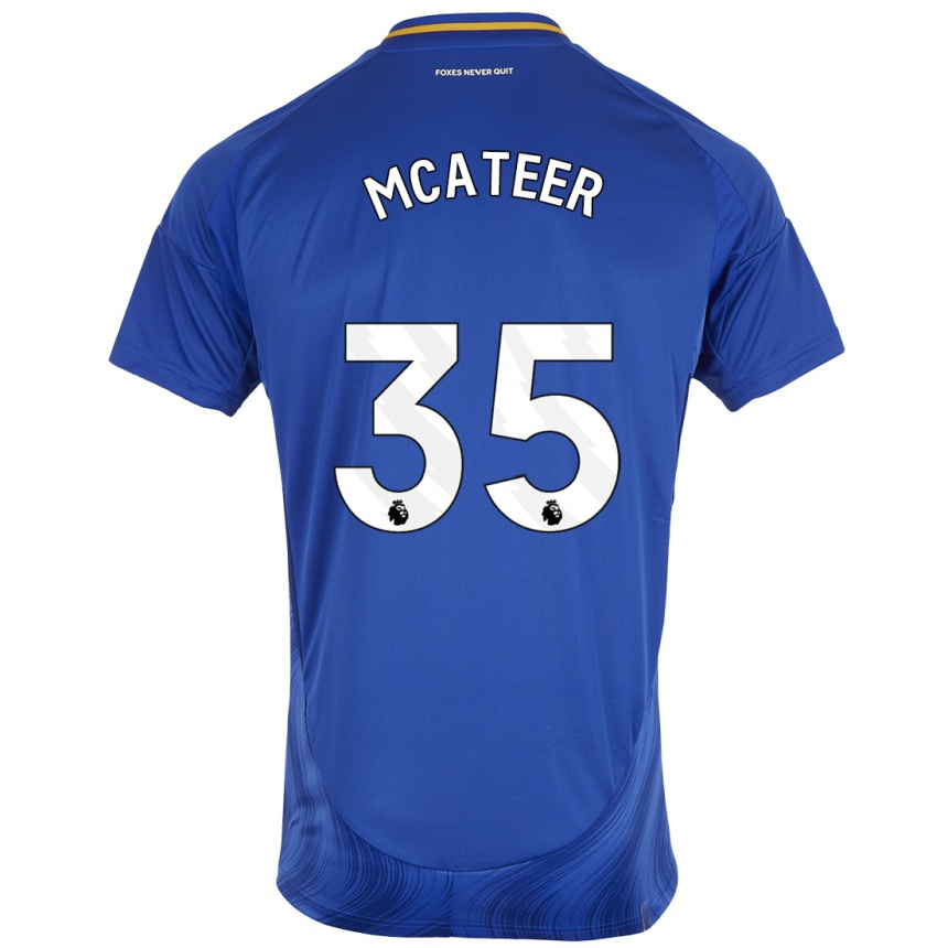 Kinder Fußball Kasey Mcateer #35 Blau Weiß Heimtrikot Trikot 2024/25 T-Shirt Luxemburg