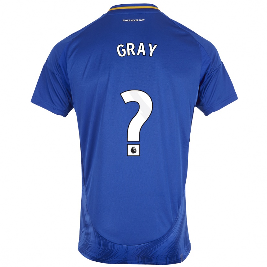 Kinder Fußball Kevon Gray #0 Blau Weiß Heimtrikot Trikot 2024/25 T-Shirt Luxemburg