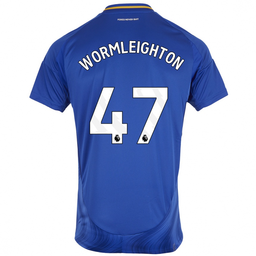 Kinder Fußball Joe Wormleighton #47 Blau Weiß Heimtrikot Trikot 2024/25 T-Shirt Luxemburg