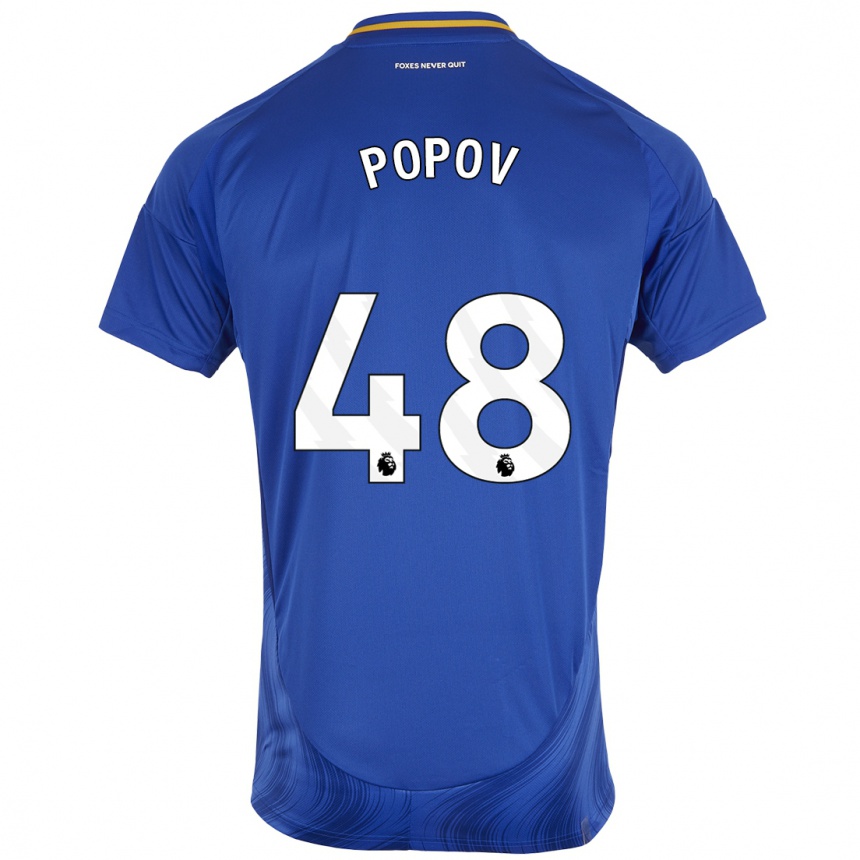 Kinder Fußball Chris Popov #48 Blau Weiß Heimtrikot Trikot 2024/25 T-Shirt Luxemburg