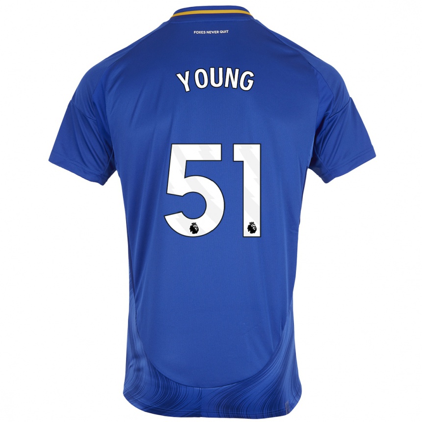 Kinder Fußball Brad Young #51 Blau Weiß Heimtrikot Trikot 2024/25 T-Shirt Luxemburg