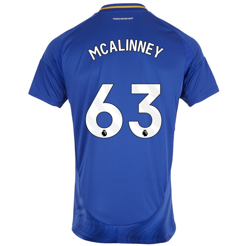 Kinder Fußball Liam Mcalinney #63 Blau Weiß Heimtrikot Trikot 2024/25 T-Shirt Luxemburg