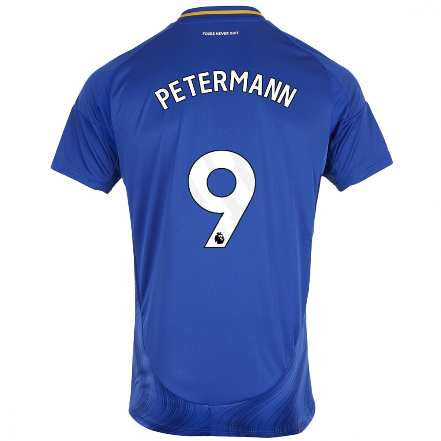 Kinder Fußball Lena Petermann #9 Blau Weiß Heimtrikot Trikot 2024/25 T-Shirt Luxemburg