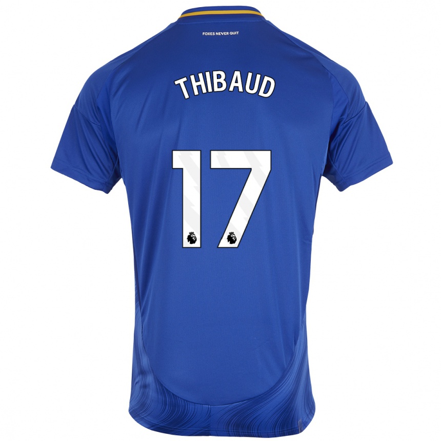 Kinder Fußball Julie Thibaud #17 Blau Weiß Heimtrikot Trikot 2024/25 T-Shirt Luxemburg