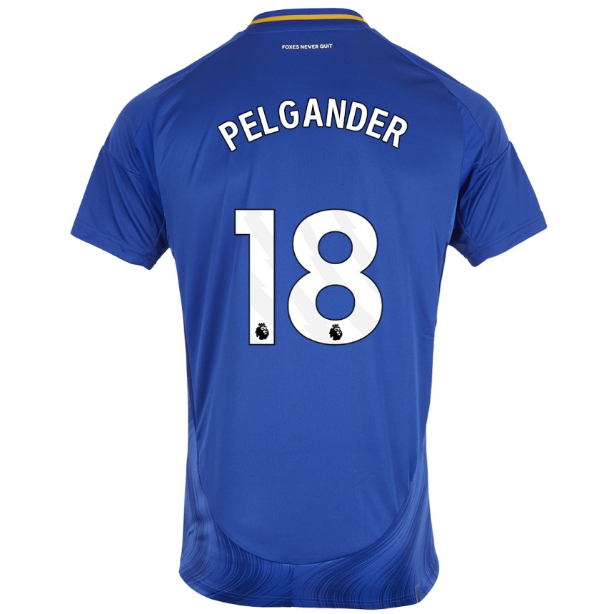 Kinder Fußball Emilia Pelgander #18 Blau Weiß Heimtrikot Trikot 2024/25 T-Shirt Luxemburg