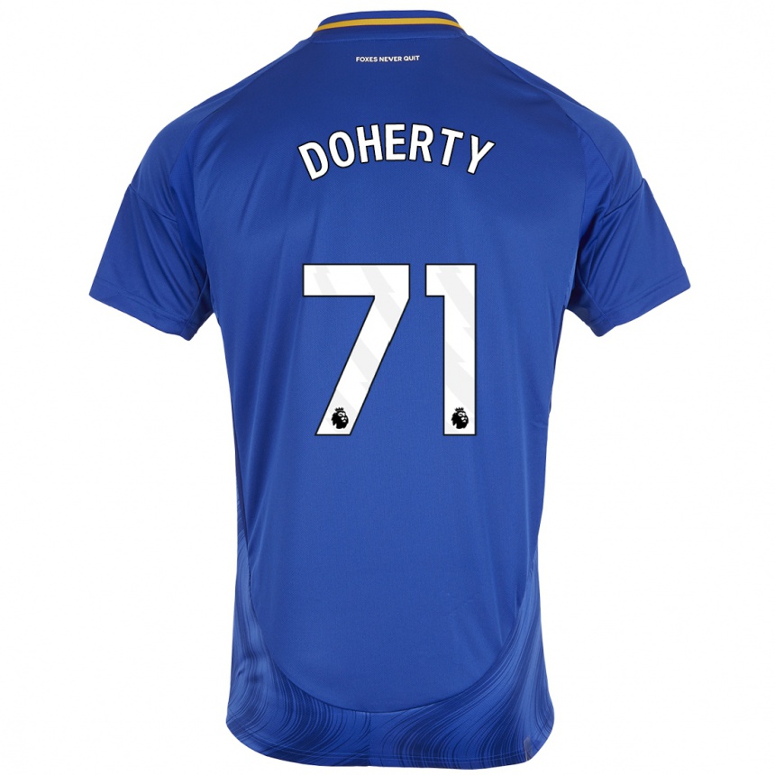 Kinder Fußball Arlo Doherty #71 Blau Weiß Heimtrikot Trikot 2024/25 T-Shirt Luxemburg