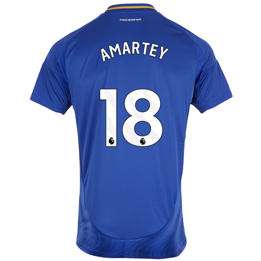 Kinder Fußball Daniel Amartey #18 Blau Weiß Heimtrikot Trikot 2024/25 T-Shirt Luxemburg