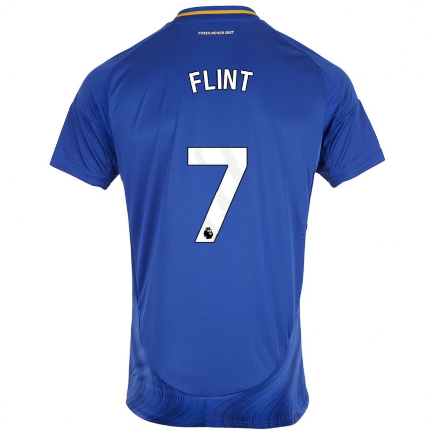 Kinder Fußball Natasha Flint #7 Blau Weiß Heimtrikot Trikot 2024/25 T-Shirt Luxemburg