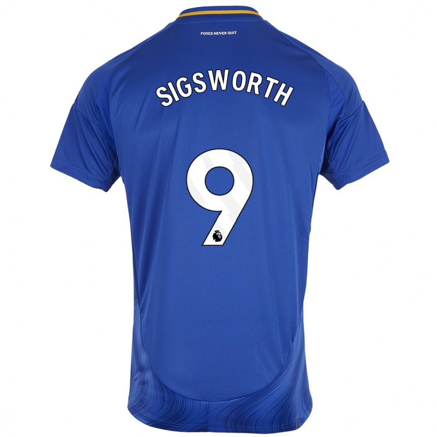 Kinder Fußball Jessica Sigsworth #9 Blau Weiß Heimtrikot Trikot 2024/25 T-Shirt Luxemburg