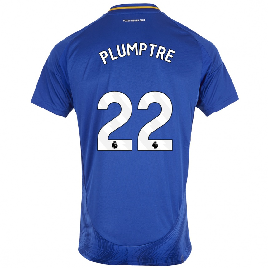 Kinder Fußball Ashleigh Plumptre #22 Blau Weiß Heimtrikot Trikot 2024/25 T-Shirt Luxemburg