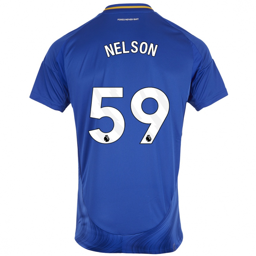 Kinder Fußball Ronny Nelson #59 Blau Weiß Heimtrikot Trikot 2024/25 T-Shirt Luxemburg