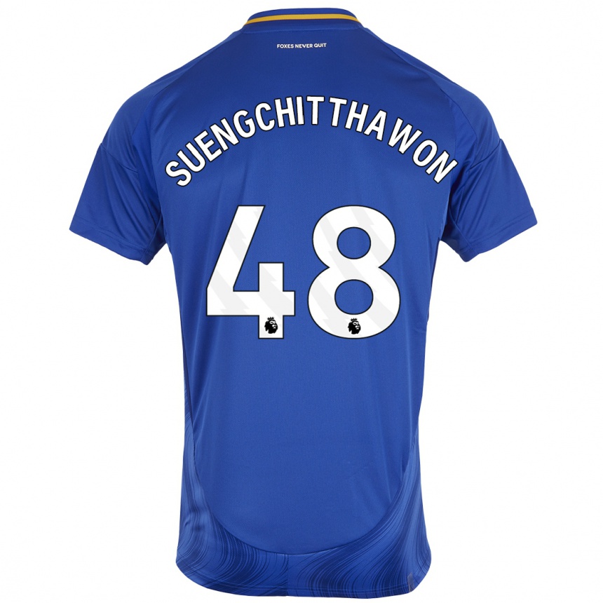 Kinder Fußball Thanawat Suengchitthawon #48 Blau Weiß Heimtrikot Trikot 2024/25 T-Shirt Luxemburg