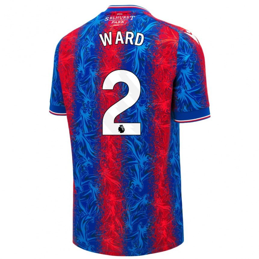 Kinder Fußball Joel Ward #2 Rot Blauen Streifen Heimtrikot Trikot 2024/25 T-Shirt Luxemburg