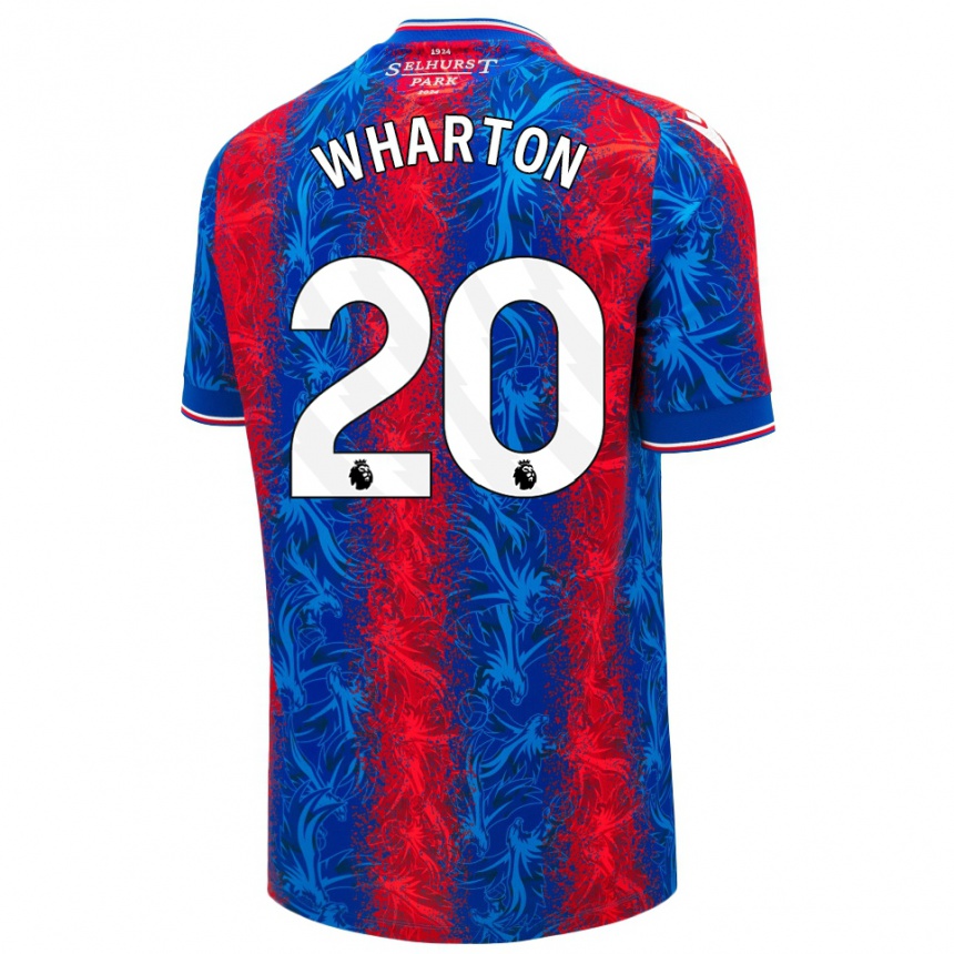 Kinder Fußball Adam Wharton #20 Rot Blauen Streifen Heimtrikot Trikot 2024/25 T-Shirt Luxemburg