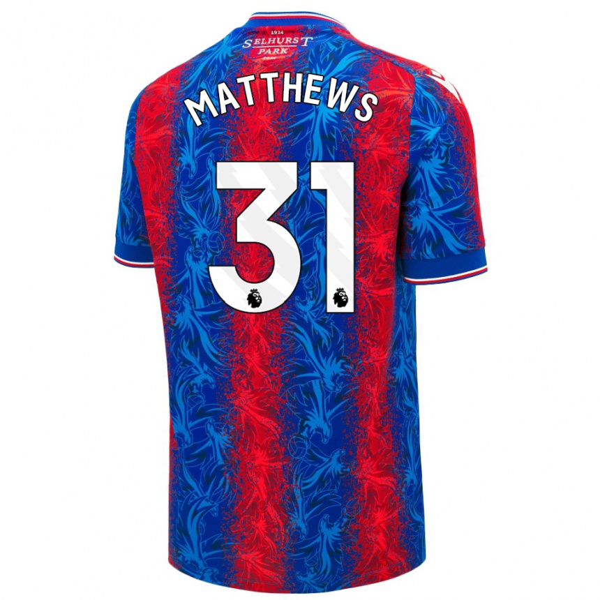 Kinder Fußball Remi Matthews #31 Rot Blauen Streifen Heimtrikot Trikot 2024/25 T-Shirt Luxemburg