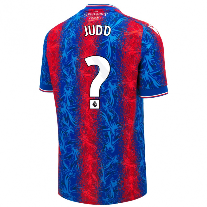 Kinder Fußball Jasper Judd #0 Rot Blauen Streifen Heimtrikot Trikot 2024/25 T-Shirt Luxemburg