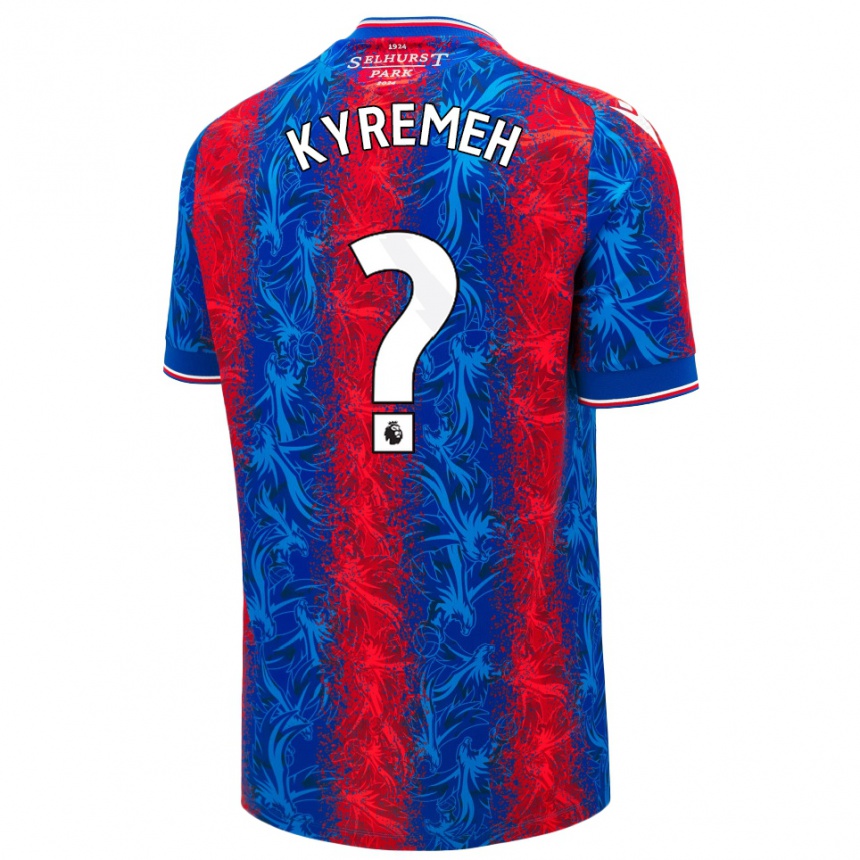 Kinder Fußball Jerome Kyremeh #0 Rot Blauen Streifen Heimtrikot Trikot 2024/25 T-Shirt Luxemburg