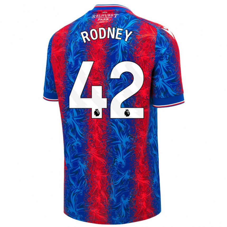 Kinder Fußball Kaden Rodney #42 Rot Blauen Streifen Heimtrikot Trikot 2024/25 T-Shirt Luxemburg