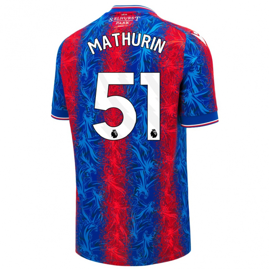 Kinder Fußball Roshaun Mathurin #51 Rot Blauen Streifen Heimtrikot Trikot 2024/25 T-Shirt Luxemburg