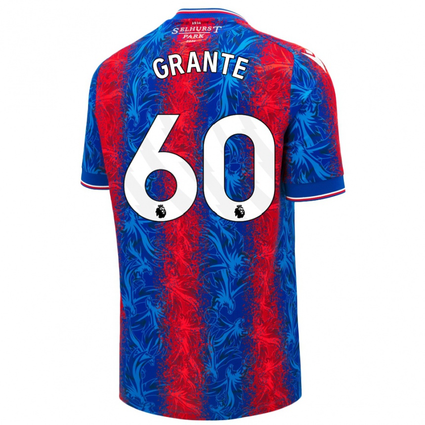 Kinder Fußball Jake Grante #60 Rot Blauen Streifen Heimtrikot Trikot 2024/25 T-Shirt Luxemburg