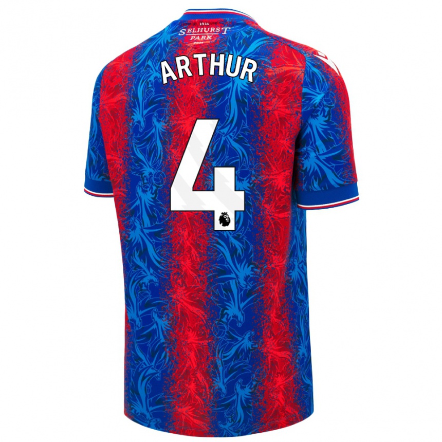 Kinder Fußball Chloe Arthur #4 Rot Blauen Streifen Heimtrikot Trikot 2024/25 T-Shirt Luxemburg