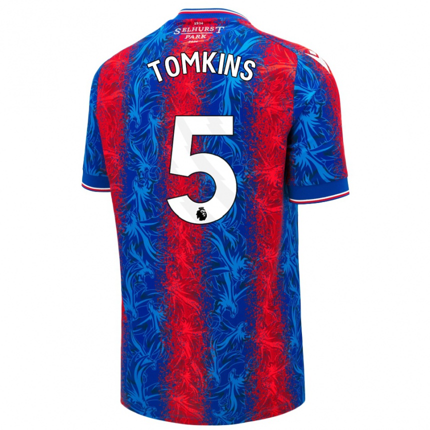 Kinder Fußball James Tomkins #5 Rot Blauen Streifen Heimtrikot Trikot 2024/25 T-Shirt Luxemburg