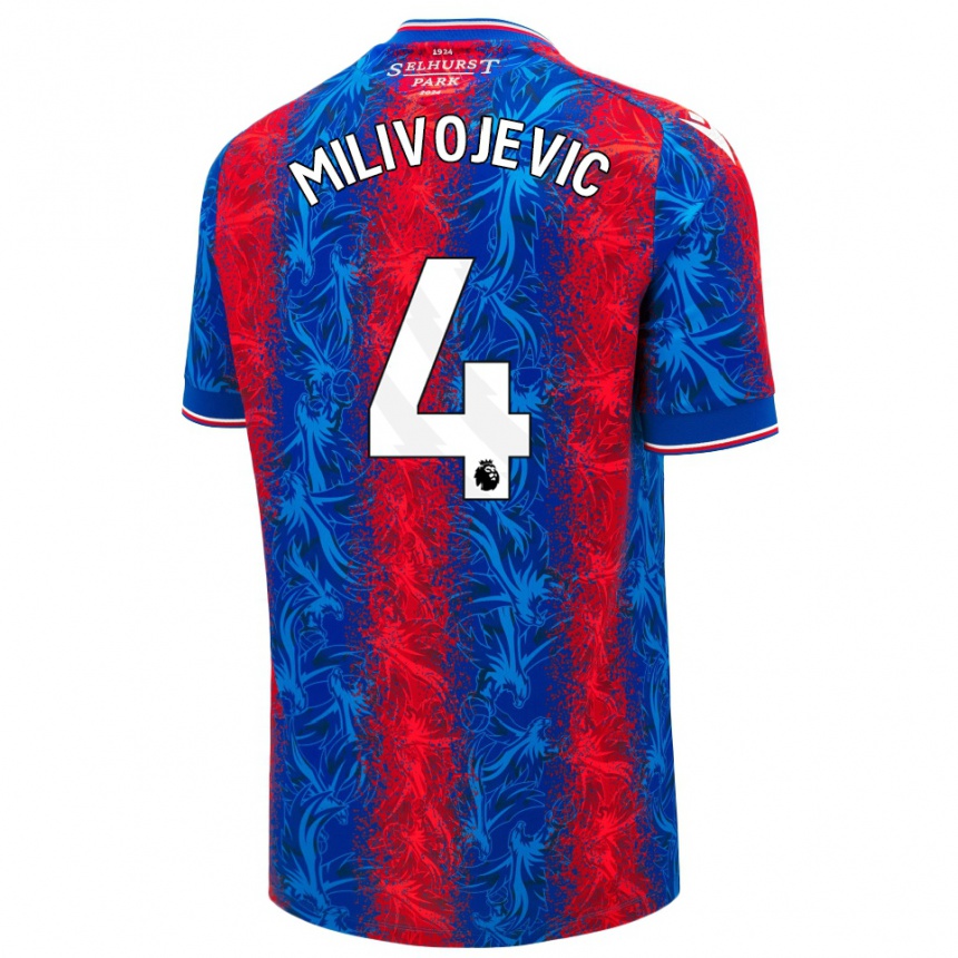 Kinder Fußball Luka Milivojevic #4 Rot Blauen Streifen Heimtrikot Trikot 2024/25 T-Shirt Luxemburg