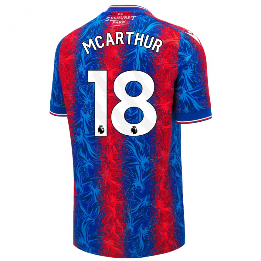 Kinder Fußball James Mcarthur #18 Rot Blauen Streifen Heimtrikot Trikot 2024/25 T-Shirt Luxemburg