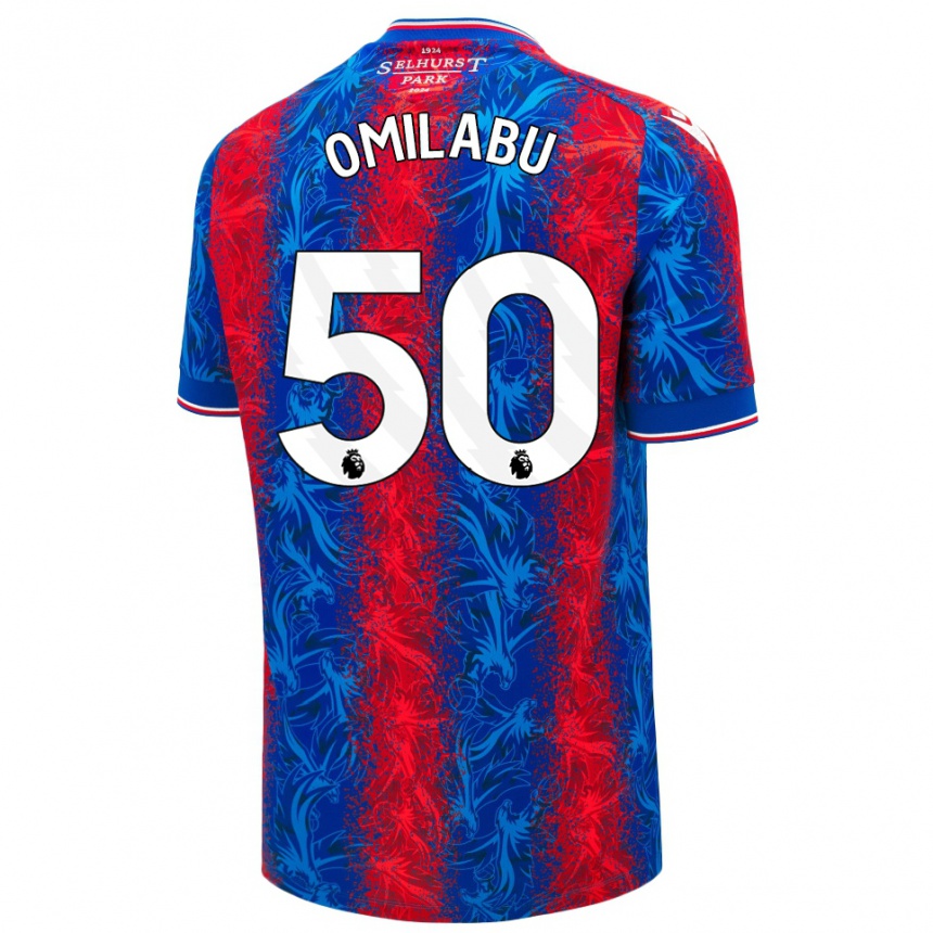 Kinder Fußball David Omilabu #50 Rot Blauen Streifen Heimtrikot Trikot 2024/25 T-Shirt Luxemburg