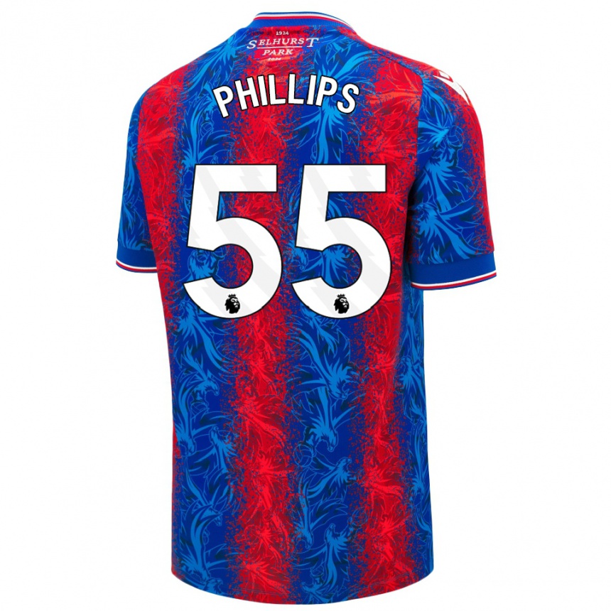 Kinder Fußball Killian Phillips #55 Rot Blauen Streifen Heimtrikot Trikot 2024/25 T-Shirt Luxemburg